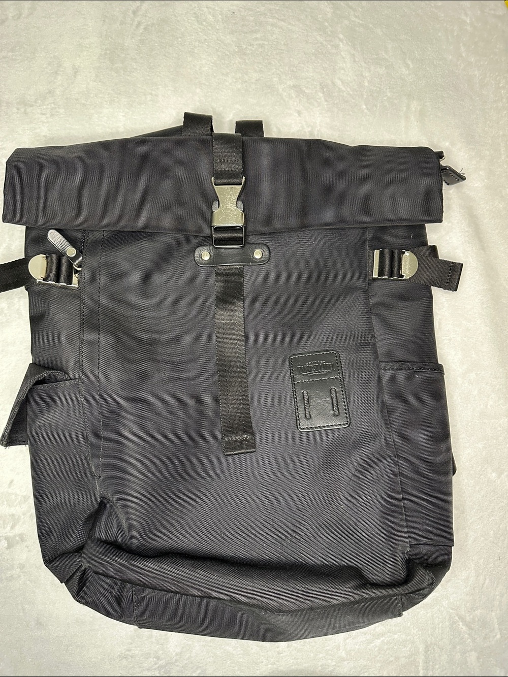 Harvest Label Black Roll-Top Backpack Durable Everyday Bag